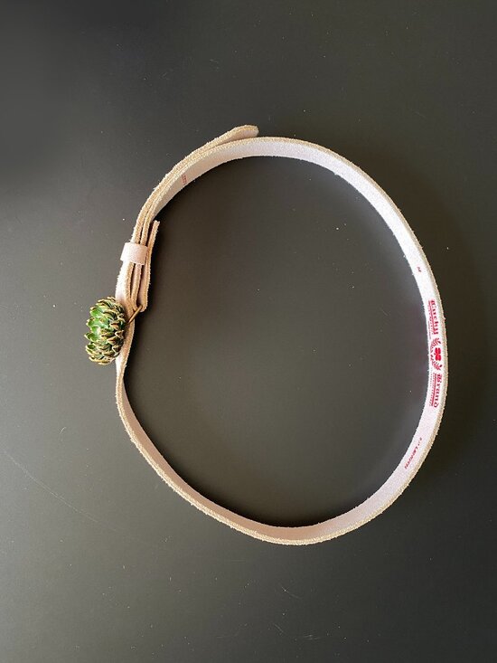 Lucky Brand Vintage Leather Belt Size M Green Enamel Flower 3D Buckle Boho Y2K main image 12